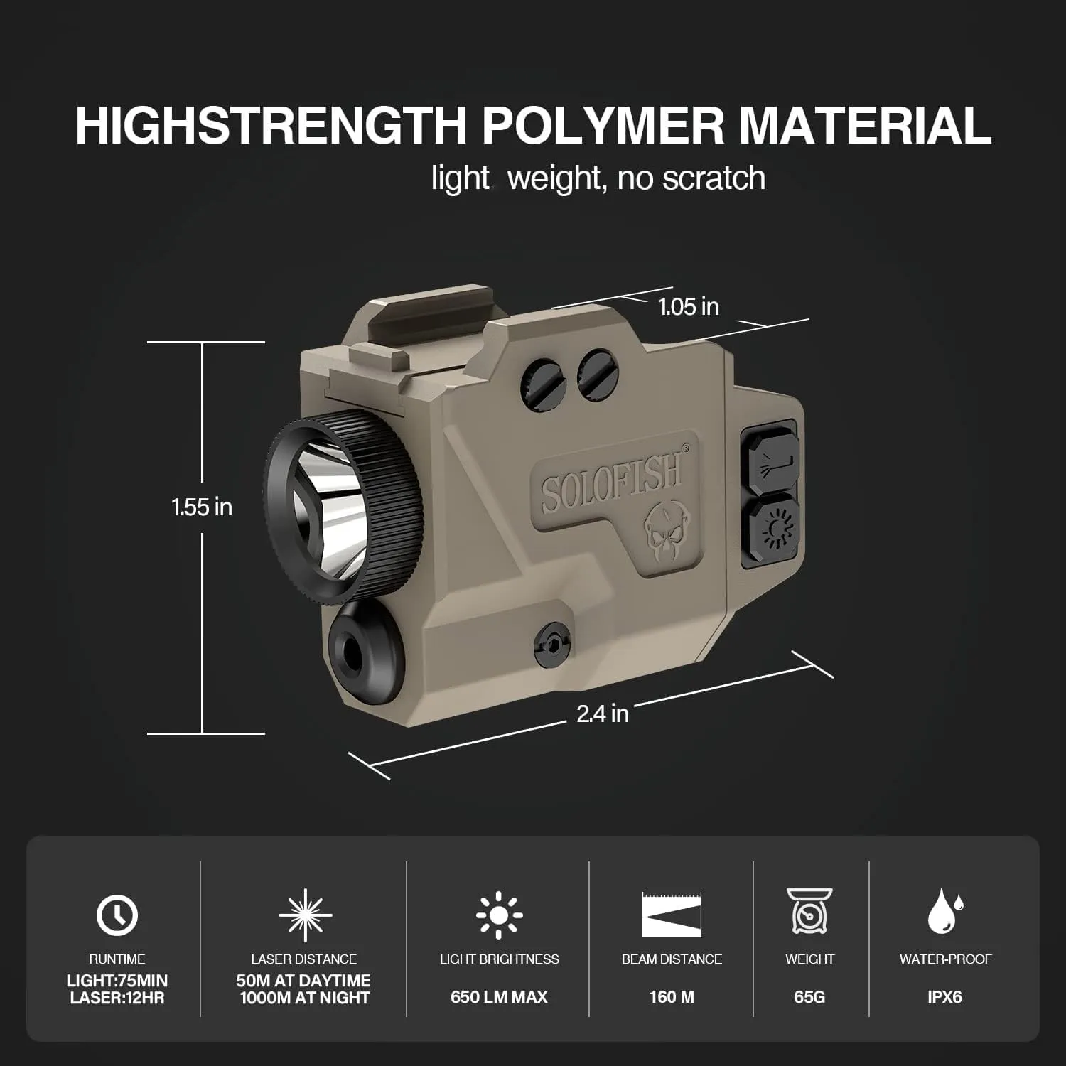 SOLOFISH Low Profile Beams for Guns, Magnetic Rechargeable Green Blue Red Beam for Pistol Handgun, Shockproof Compatible with Glock 17 19