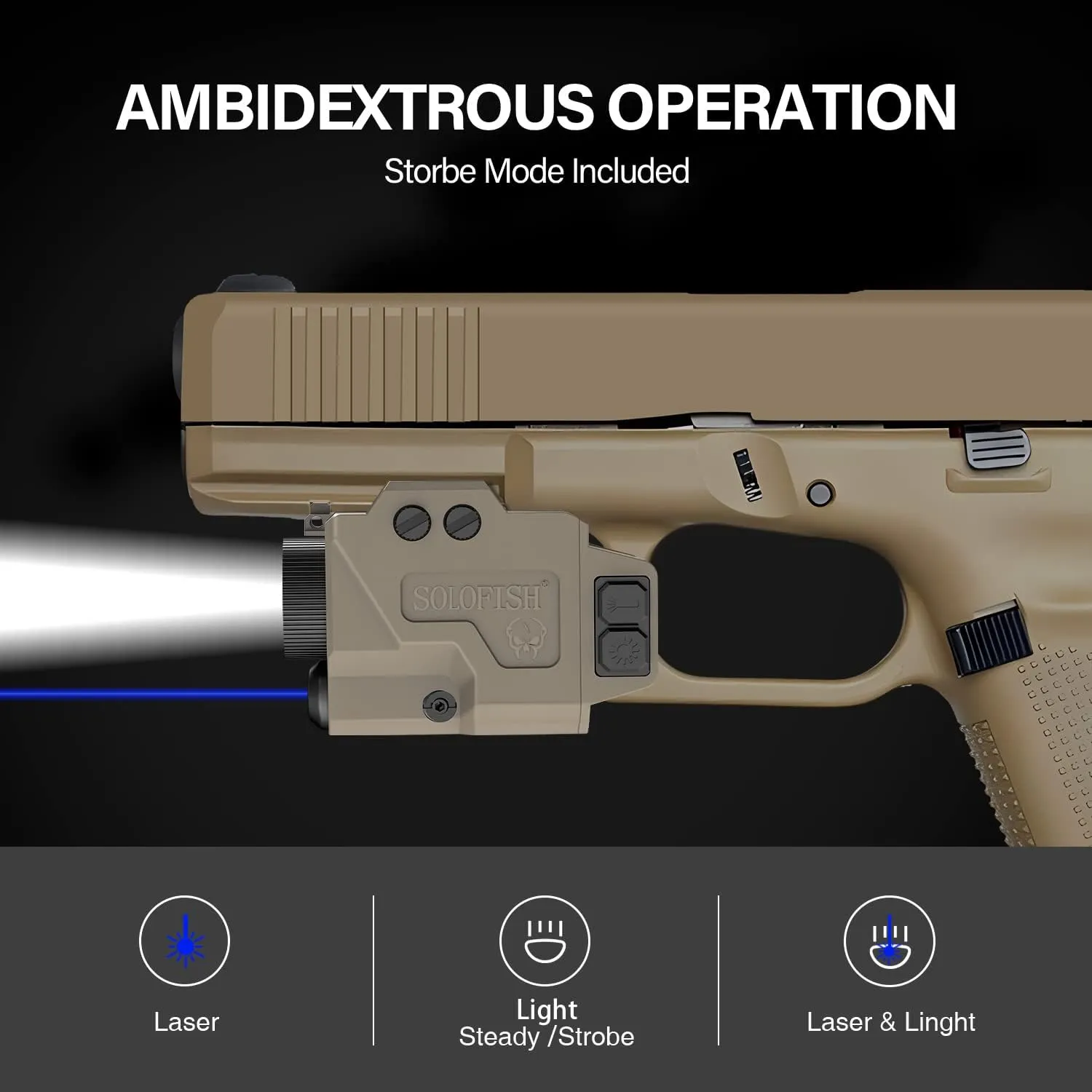 SOLOFISH Low Profile Beams for Guns, Magnetic Rechargeable Green Blue Red Beam for Pistol Handgun, Shockproof Compatible with Glock 17 19
