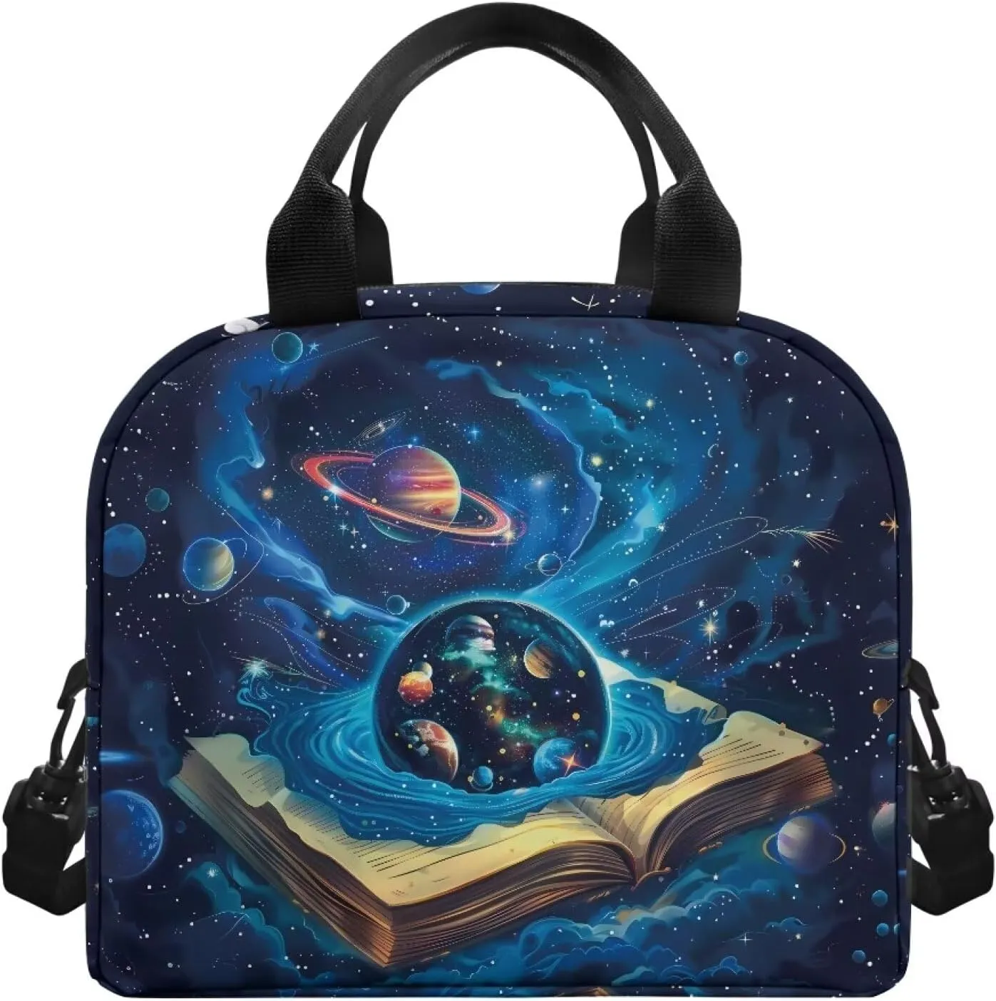 Space Planet Lunch Bag for Girls with Strap Adult Lunch Bags for Women Teeb Bento Lunch Box 6th Grade/7th Grade Insulated Large Cooler Tote Bags Thermal Food Handbags