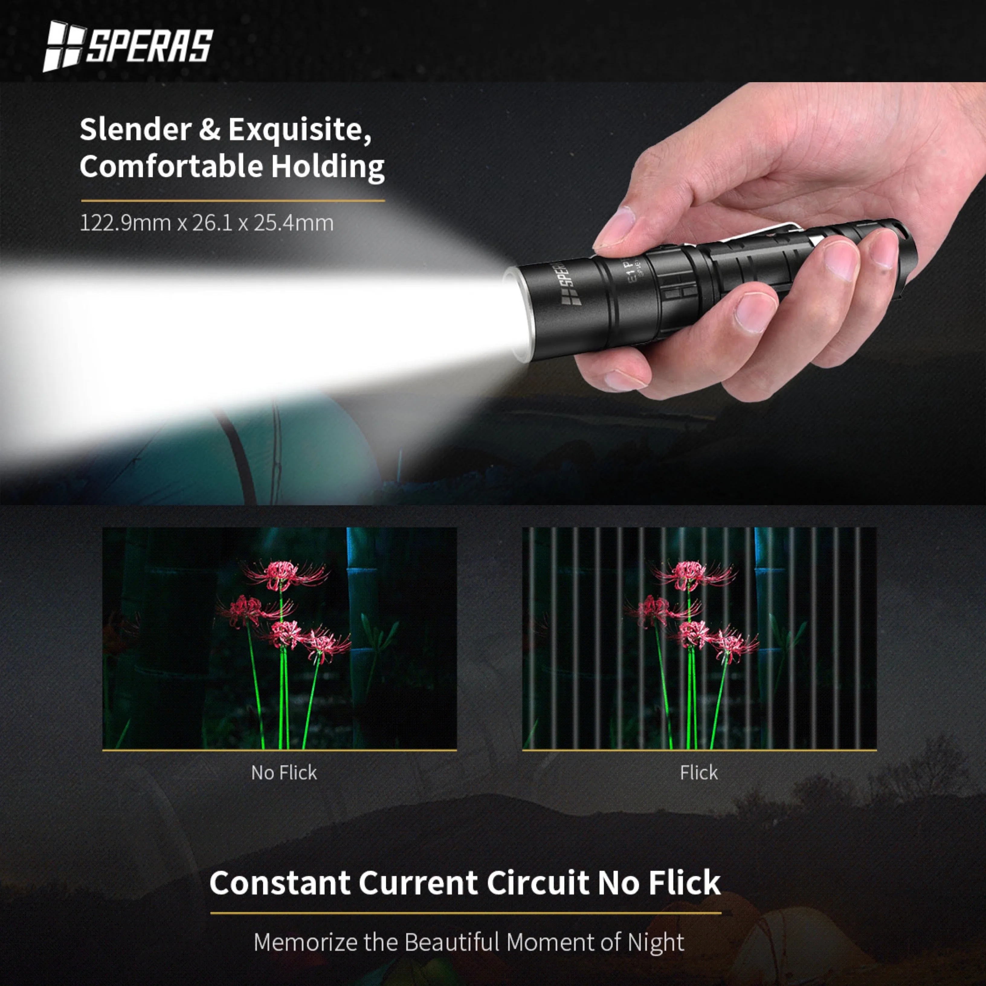 SPERAS E1 PRO 1700LMS 284M EDC Tactical Flashlight