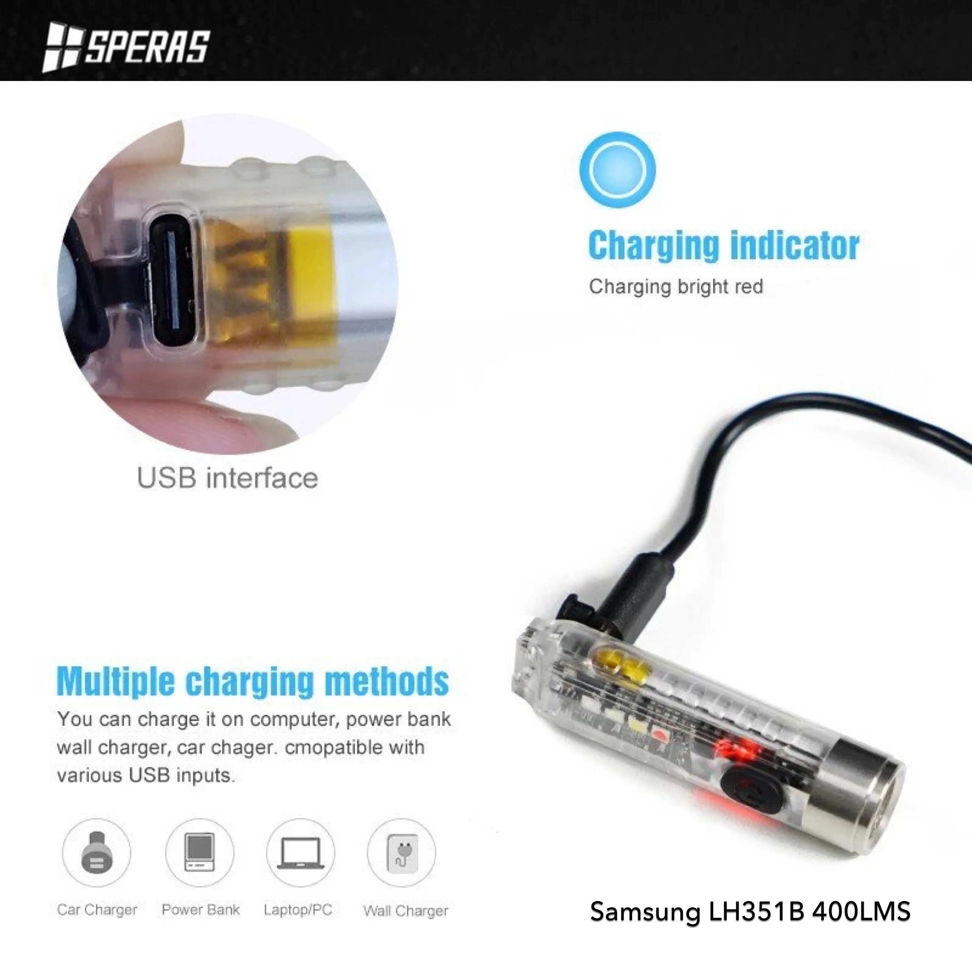 SPERAS S11 400LMS EDC Keychain Flashlight