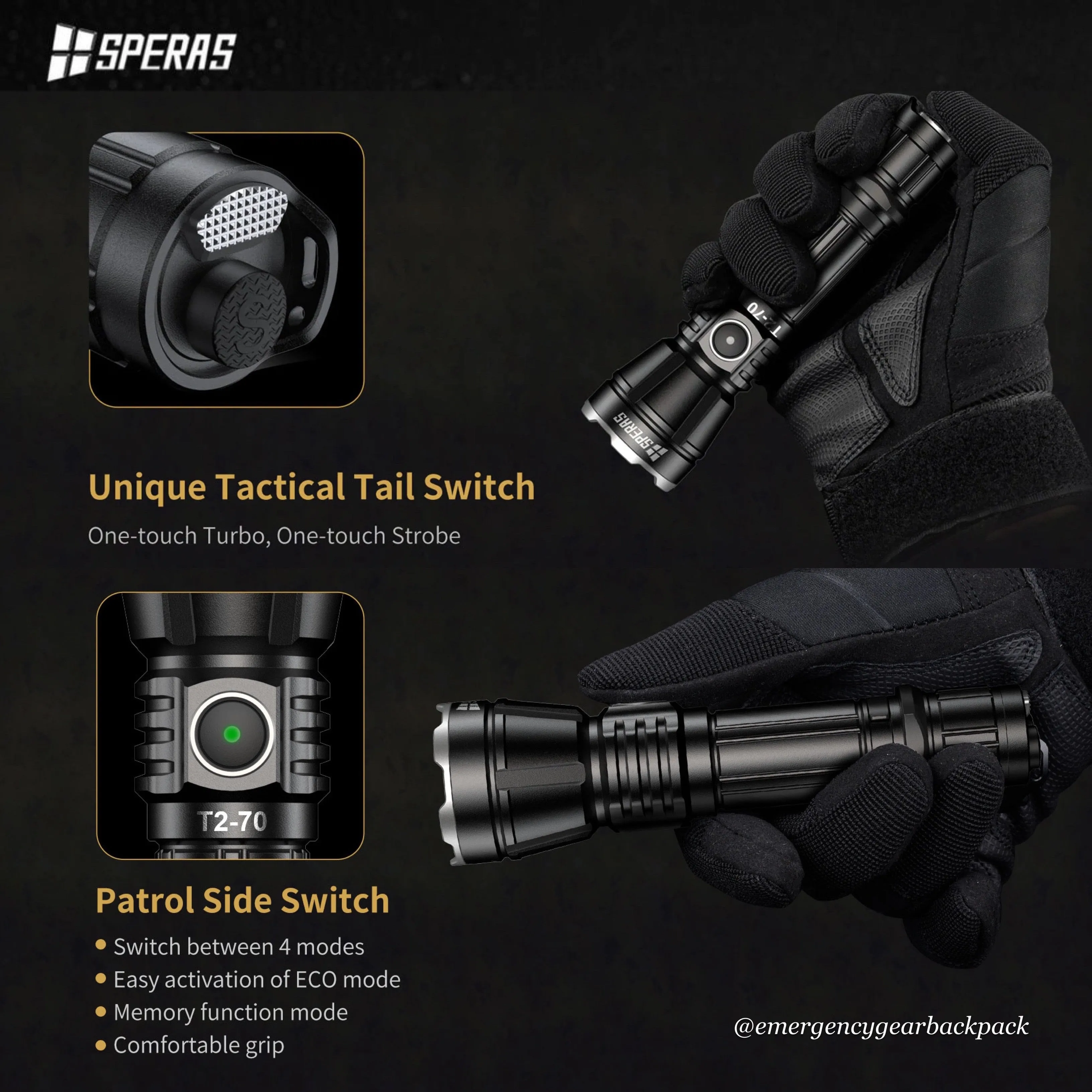 SPERAS T2-70 3300LMS 280M Tactical Flashlight