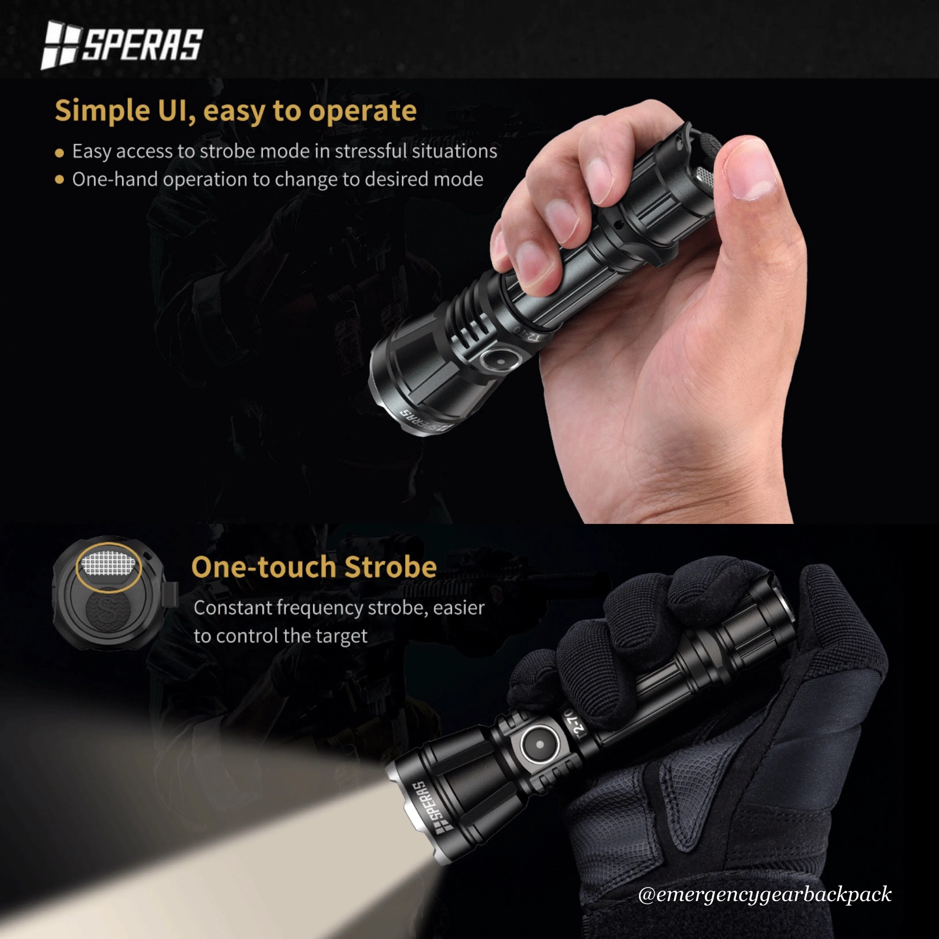 SPERAS T2-70 3300LMS 280M Tactical Flashlight