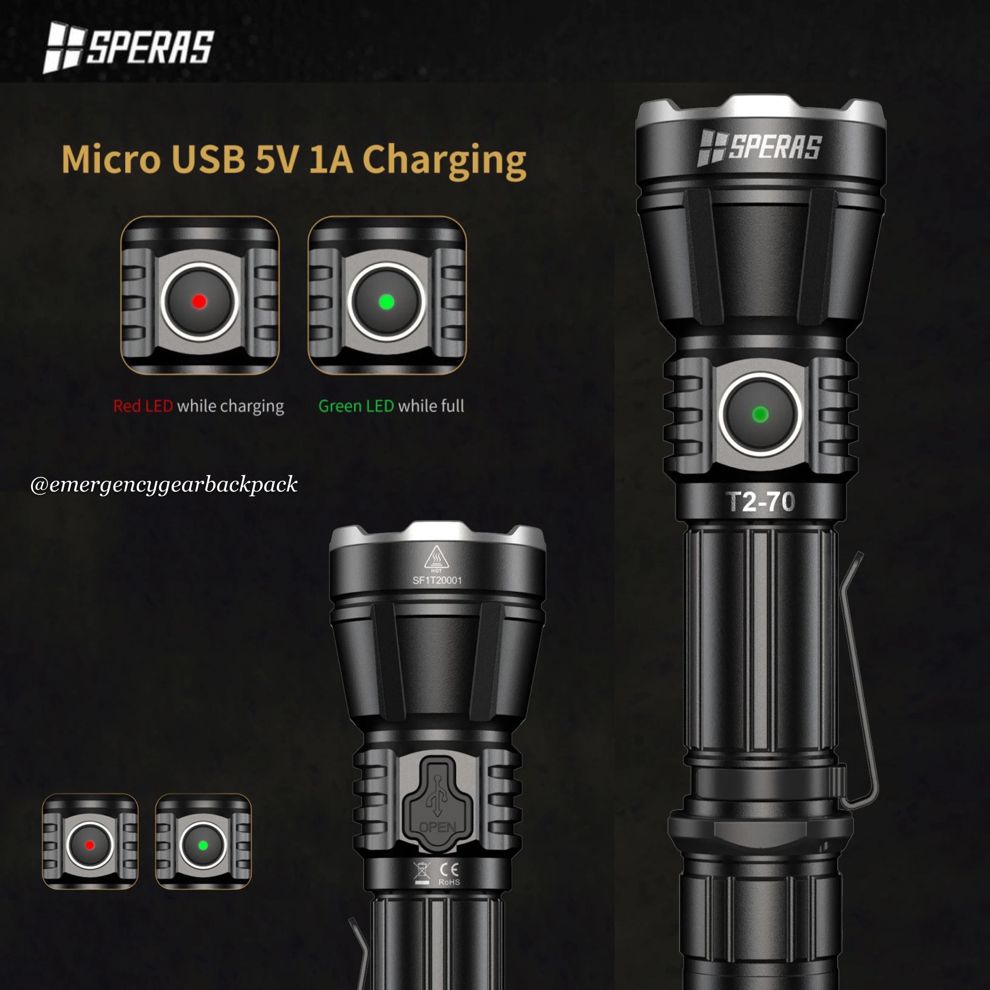 SPERAS T2-70 3300LMS 280M Tactical Flashlight