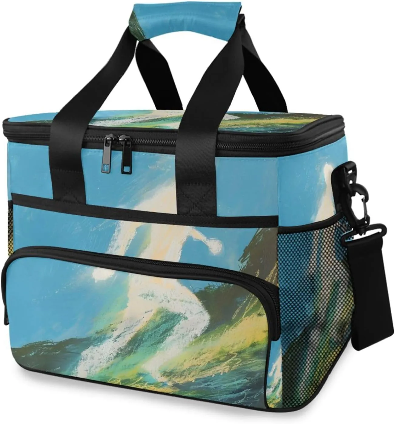 Sports Doodle Cooler Bag Insulated Cooler Soft Sided Cooler 24 Can Portable Picnic Bag Large Leakproof Lunch Bag Box for Beach Grocery Camping Travel Car Men Women