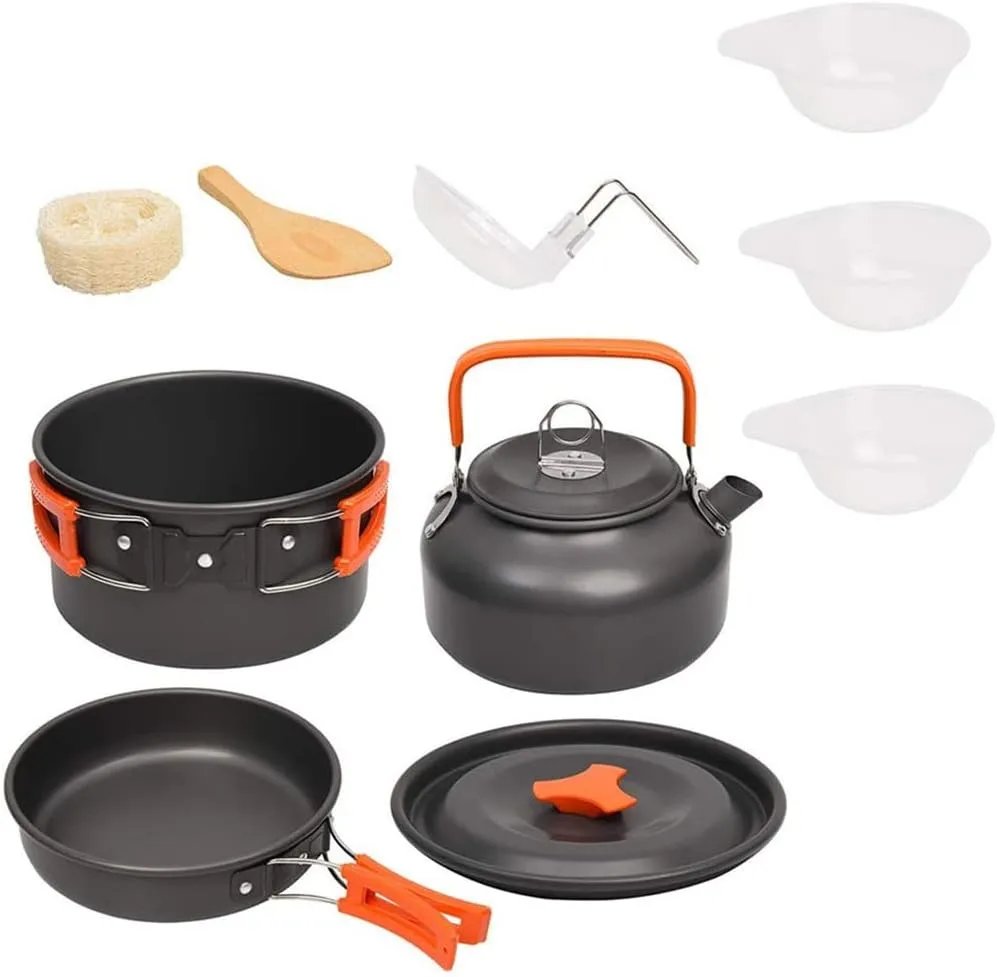SRSDG CSCDD Aluminum Kitchen Set Camping Pot Kit Kettle Kettle Kettle Travel Mountaineering Picnic BBQ Cutlery Equipment