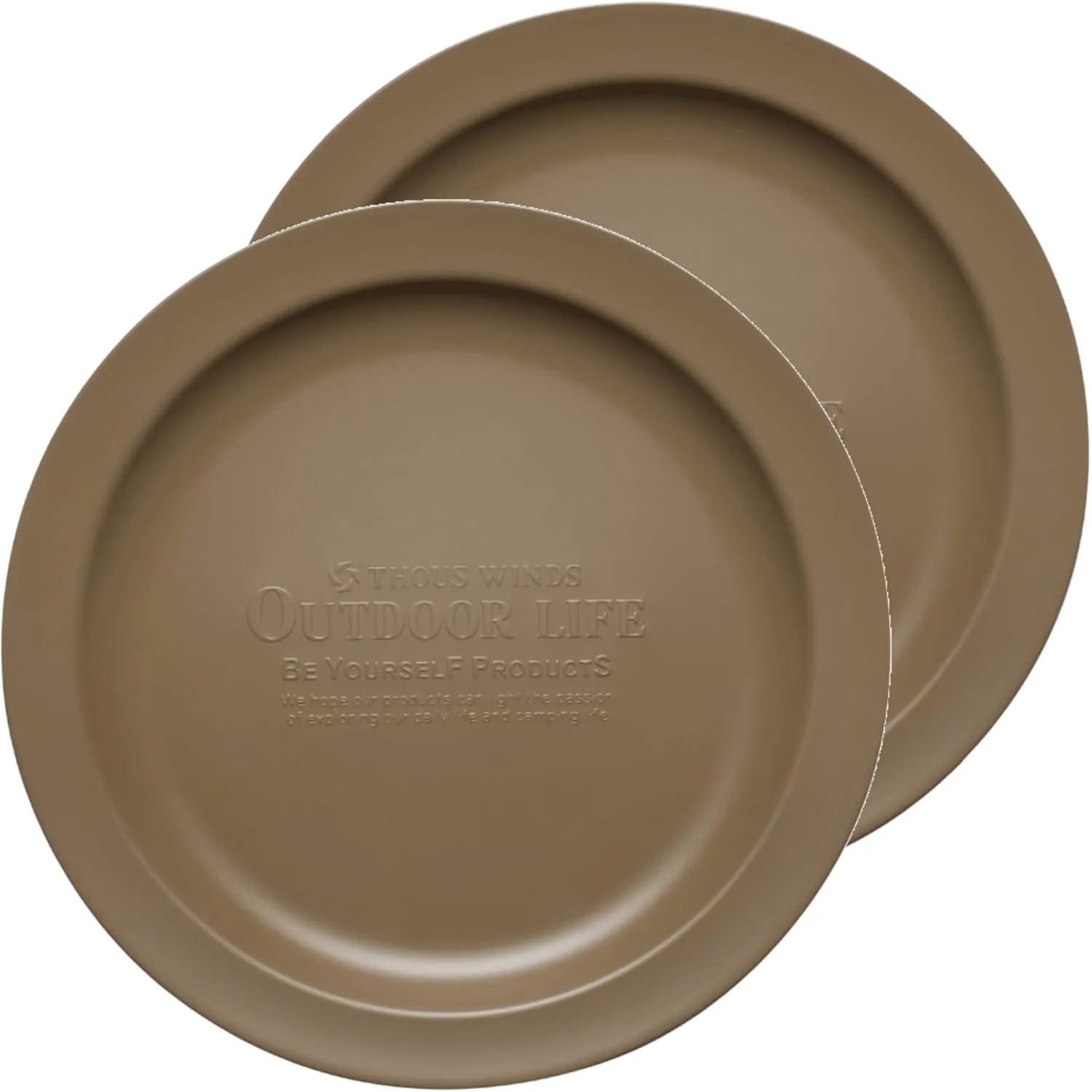 Stainless Steel Camping Plates 2pcs Set, Insulated Dinnerware Portable Cookware, for Outdoor Camping Hiking BBQ Picnic Home, Khaki