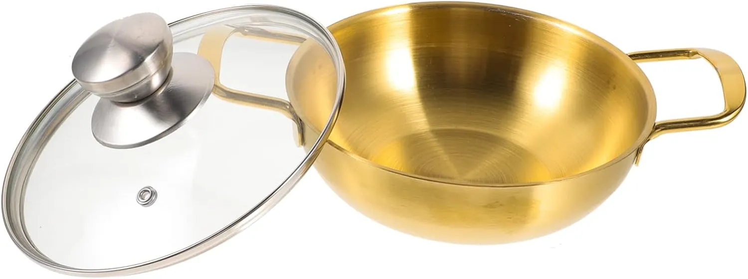 Stainless Steel Hot Pot with Double Handles Portable Cookware for Kitchen and Outdoor Use Easy to Clean Non Stick Surface for Camping and Picnics