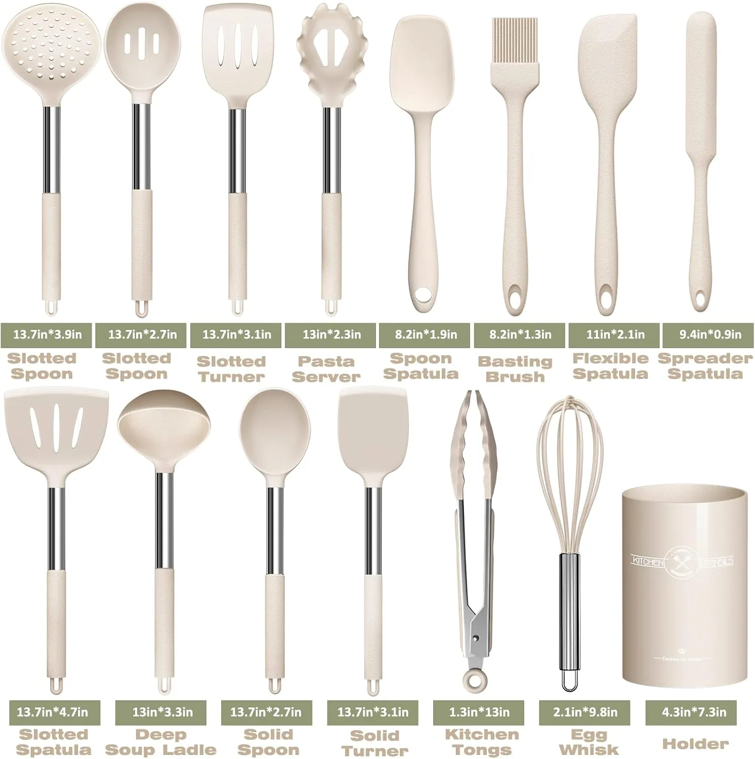 Stainless Steel Kitchen Cooking Utensil Set, Umite Chef 15 pcs Utensils - Nonstick Cookware Set Spatula -Kitchen Gadgets Tools Gift