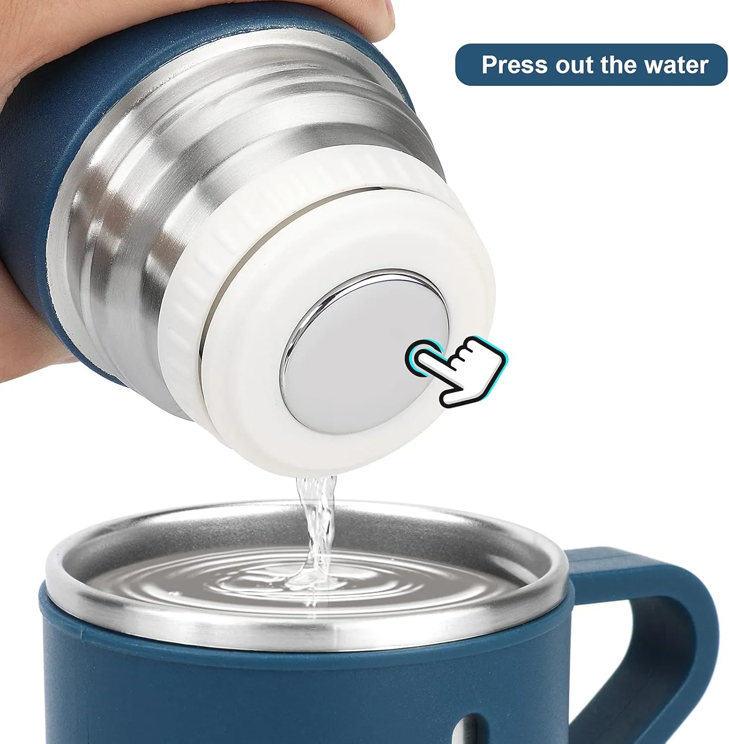Stainless Steel Thermo 500ml/16.9oz Vacuum Insulated Bottle with Cup for Coffee Hot drink and Cold drink water flask.(Blue,Single)