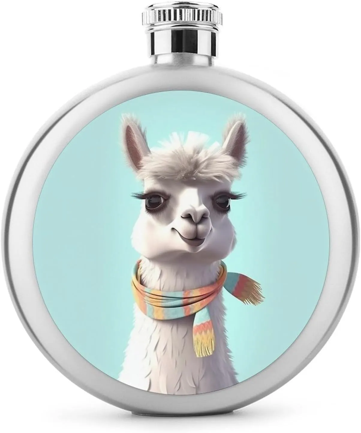 Stainless Steel Wine Bottle Liquor Container Funny Cartoon Llama Print Leak Proof Hip Flask Durable for Camping Hiking Travel Festivals