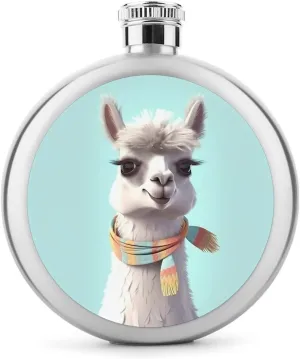 Stainless Steel Wine Bottle Liquor Container Funny Cartoon Llama Print Leak Proof Hip Flask Durable for Camping Hiking Travel Festivals
