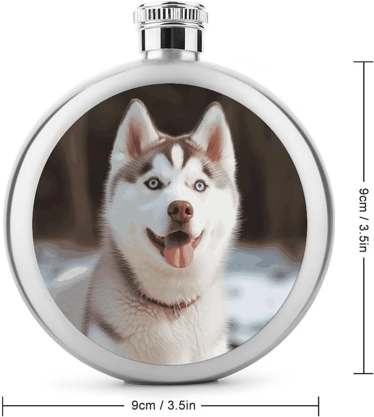 Stainless Steel Wine Bottle Liquor Container Husky Piquant Dog Print Leak Proof Hip Flask Durable for Camping Hiking Travel Festivals