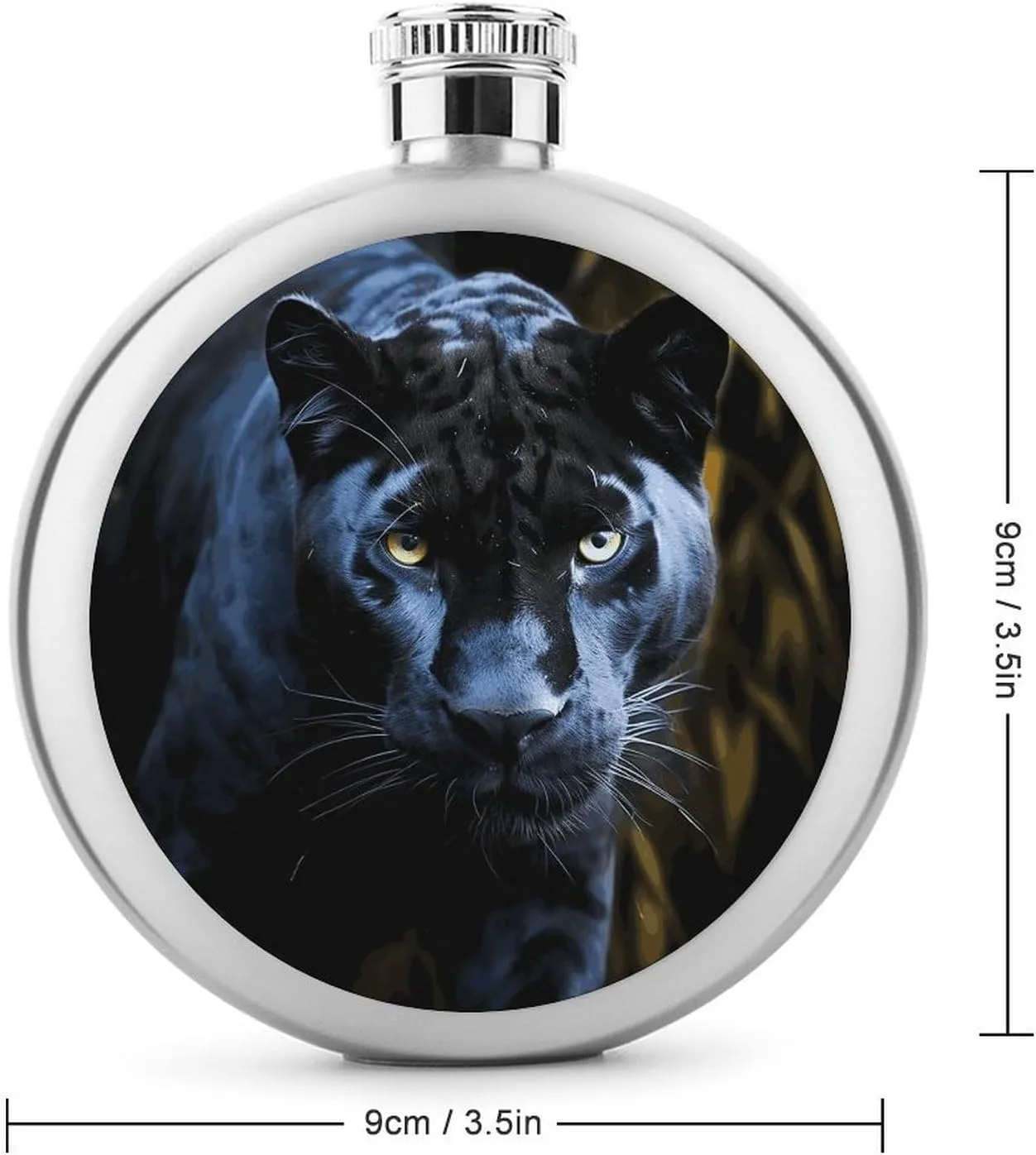 Stainless Steel Wine Bottle Liquor Container Panther With Blue Eyes Print Leak Proof Hip Flask Durable for Camping Hiking Travel Festivals