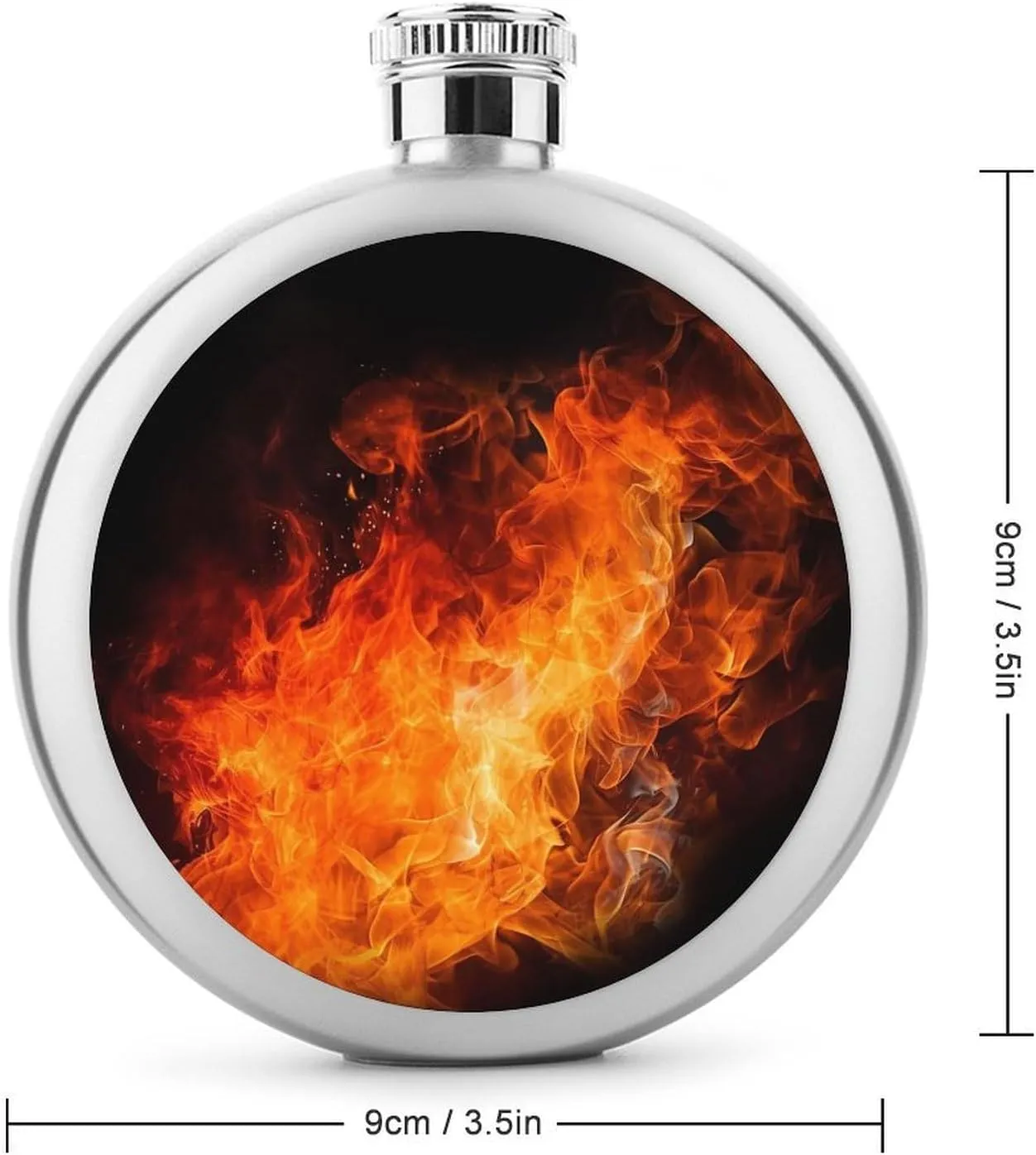 Stainless Steel Wine Bottle Liquor Container Roaring Flame Print Leak Proof Hip Flask Durable for Camping Hiking Travel Festivals