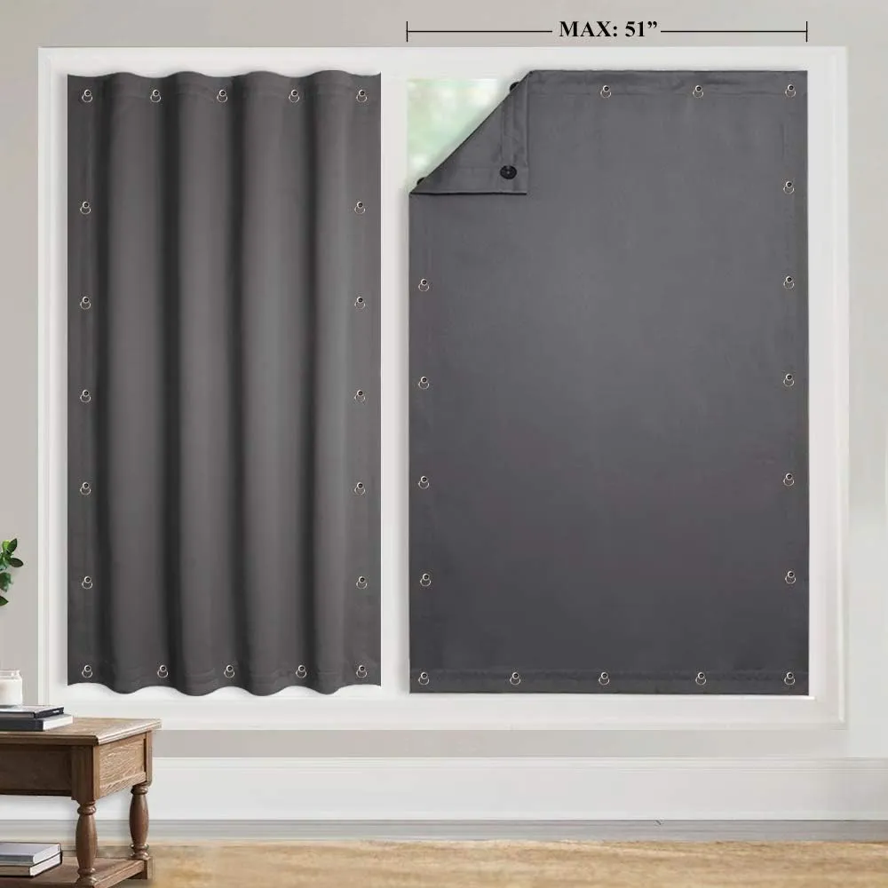 StangH Portable Blackout Curtains Blinds - Temporary Blackout Blinds Adjustable Shades Thermal Insulated Drapes with Suckers, Kids Bedroom or Travel Use, Grey, W51 x L78-inches, 1 Panel
