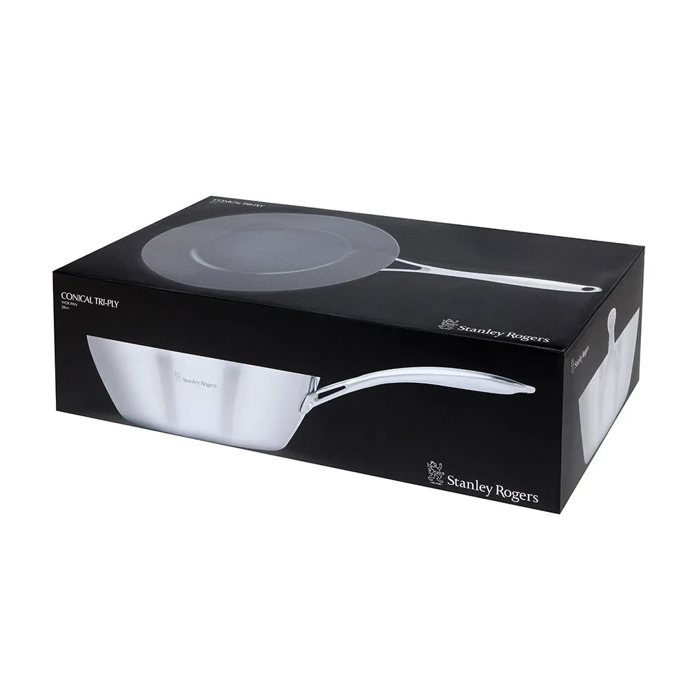 STANLEY ROGERS Conical Tri-Ply Wok Pan 28cm
