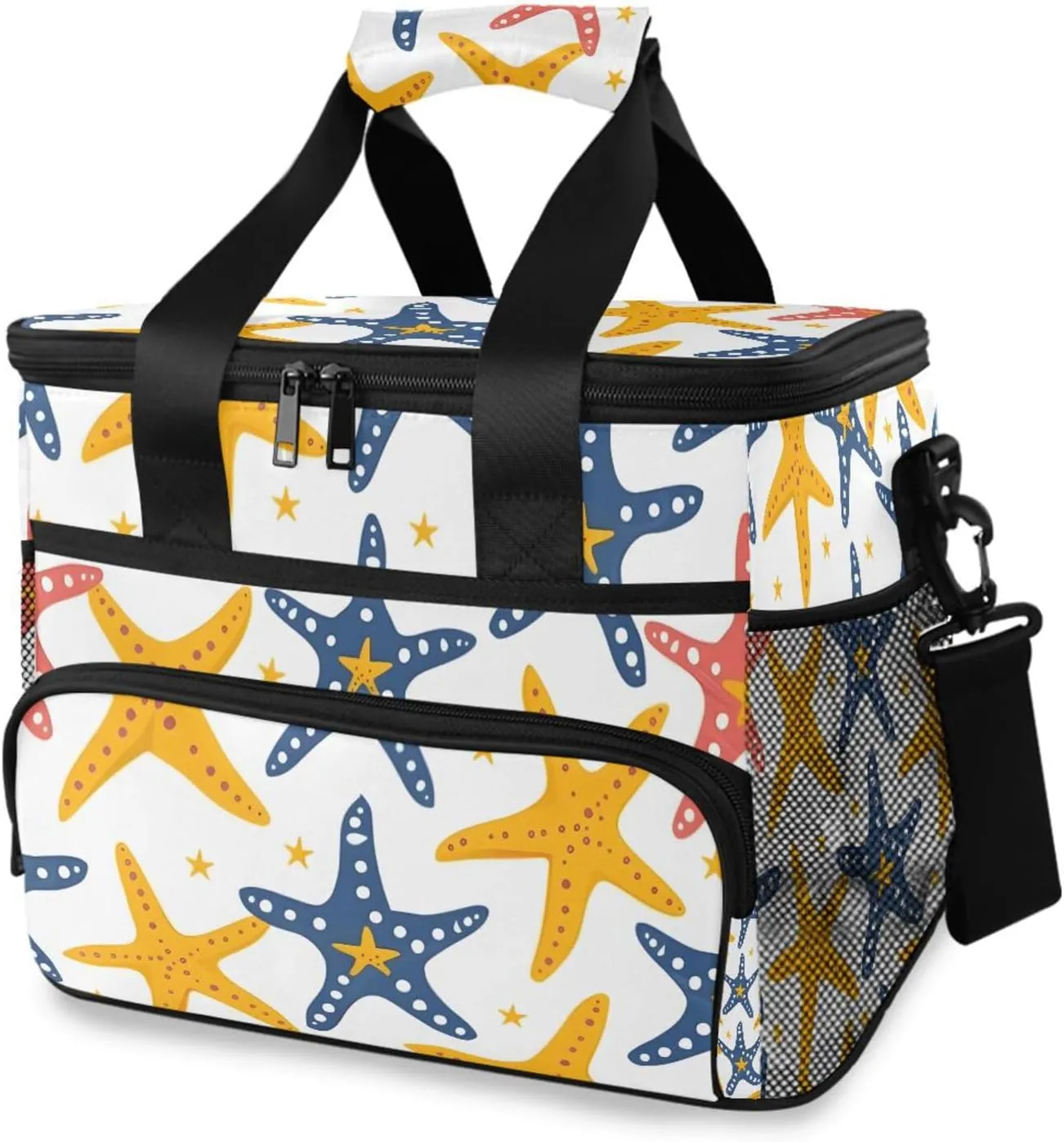 Starfish White Oecan Cooler Bag Insulated Cooler Soft Sided Cooler 24 Can Portable Picnic Bag Large Leakproof Lunch Bag Box for Beach Grocery Camping Travel Car Men Women