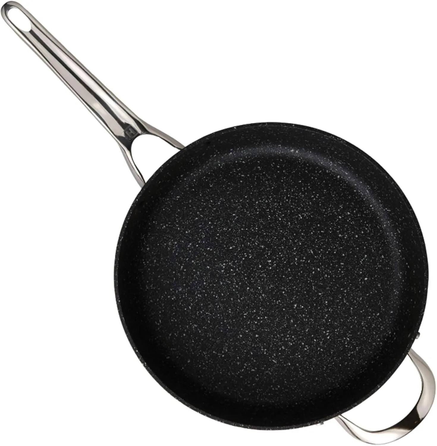 Starfrit The Rock Classic 11" (28cm) Non-Stick Deep Fry Pan with Helper Handle and Glass lid - Durable Forged Aluminum - Oven Safe - PFOA Free - Easy to Clean