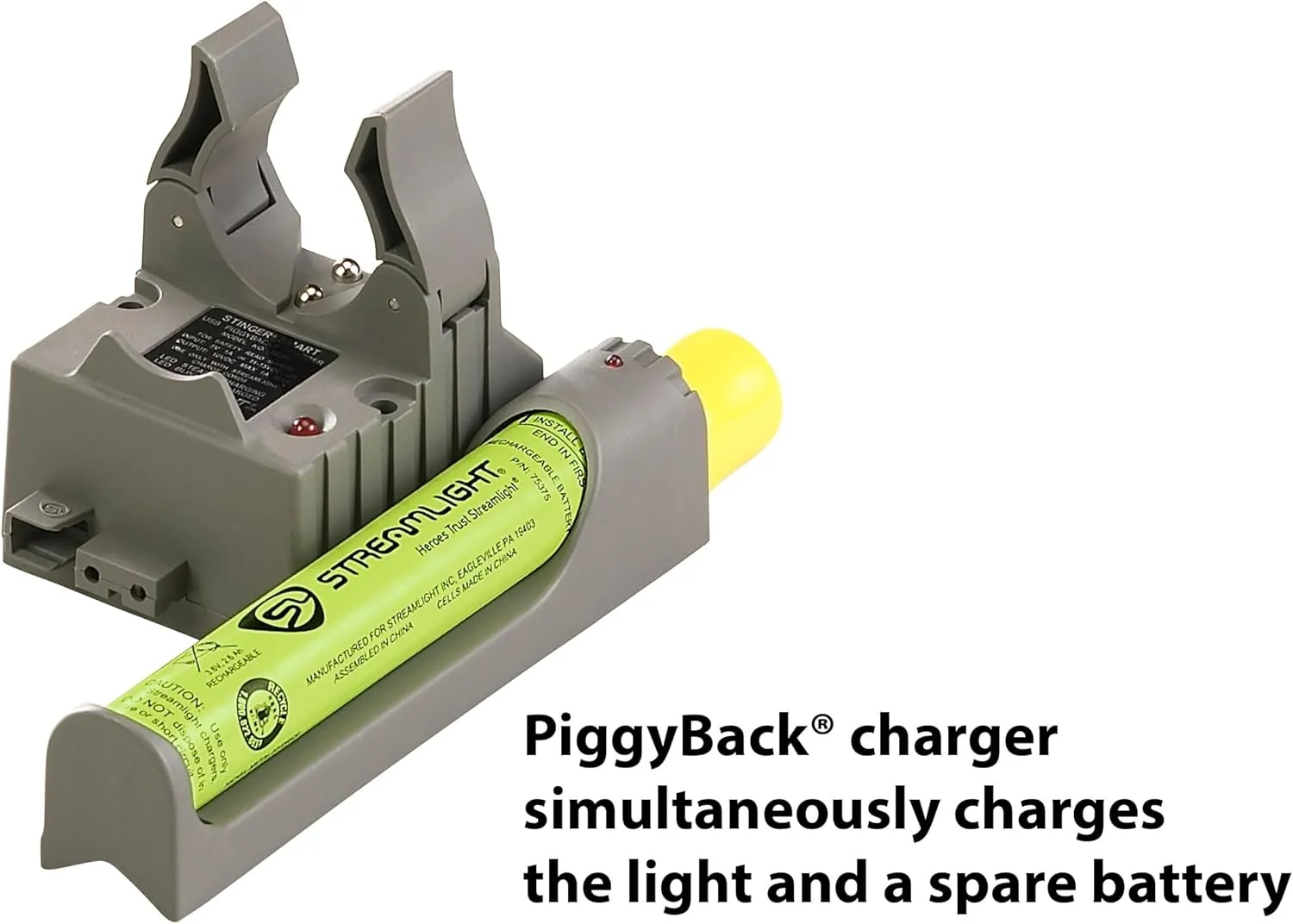 Streamlight 75666 Stinger Classic 500-Lumen Rechargeable Flashlight with 120V AC/12V DC Piggyback Charger, Black