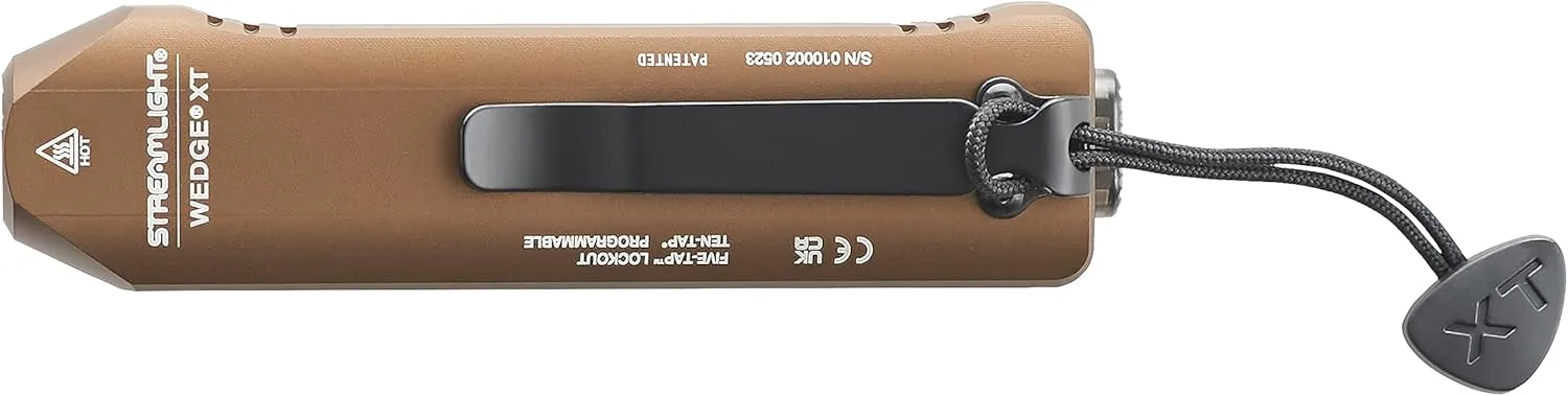 Streamlight 88813 Wedge XT 500-Lumen Slim Everyday Carry Flashlight, Includes USB-Cable and Pocket Lanyard, Coyote