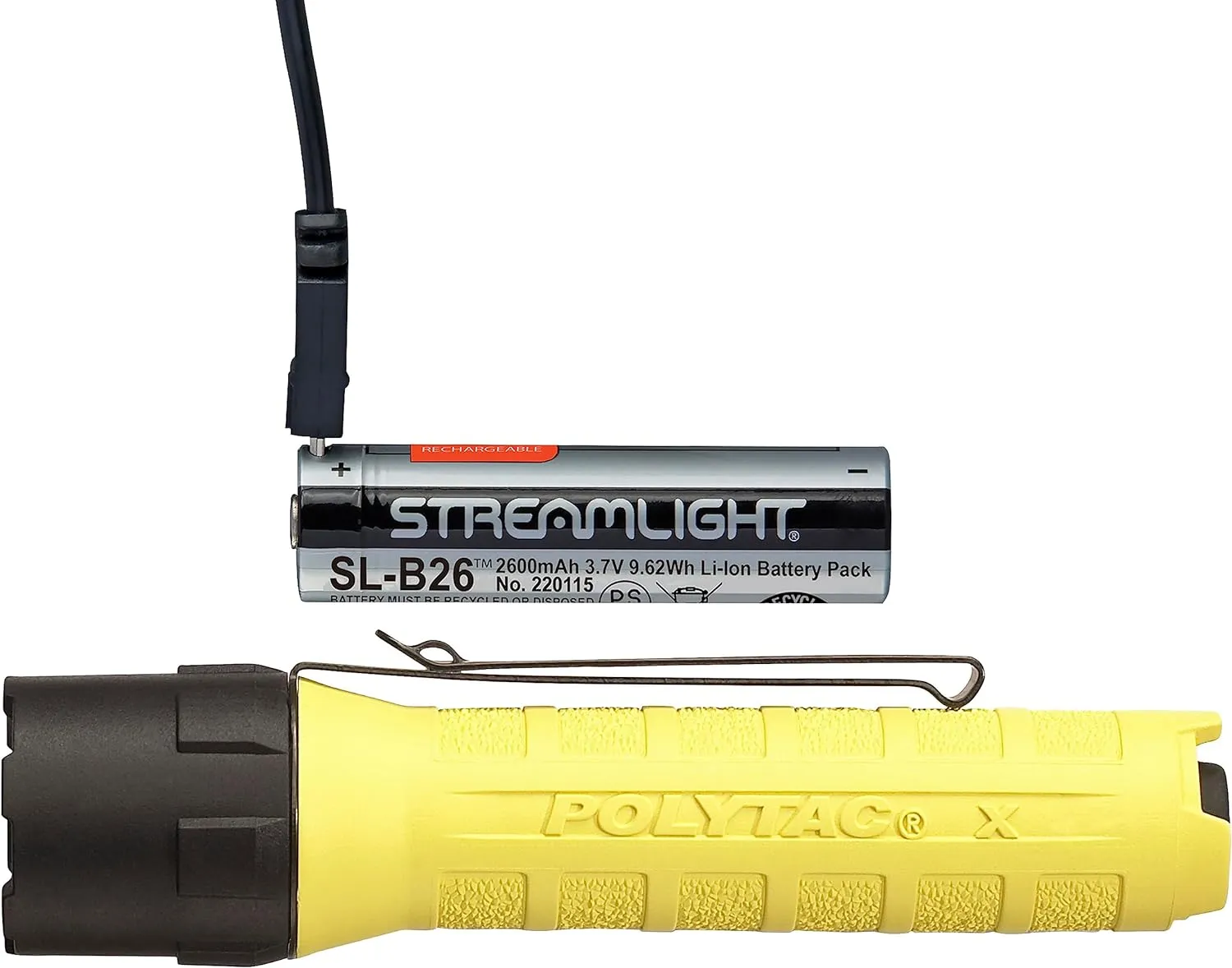 Streamlight PolyTac X, Multi-Fuel, Professional Tactical Flashlight, Yellow - 88614, Battery Powered, 600 Lumens, Rechargeable Option, Waterproof, Impact Resistant