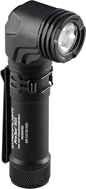 Streamlight ProTac 90X Right Angle Multi-Fuel Tactical Flashlight with Two CR123A Lithium Batteries and Holster, Black