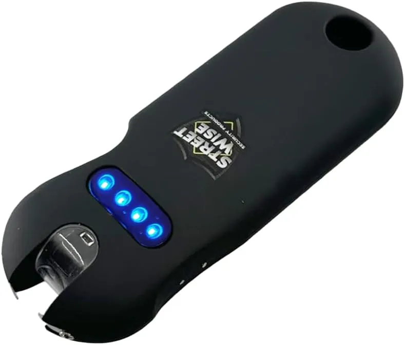 Streetwise Smart 24,000,000 Mini Stun Gun Keychain with Quick-Release, Rechargeable LED Flashlight – Self Defense Stun Gun for Women – Touch-Sensing Safety, Portable Personal Protection
