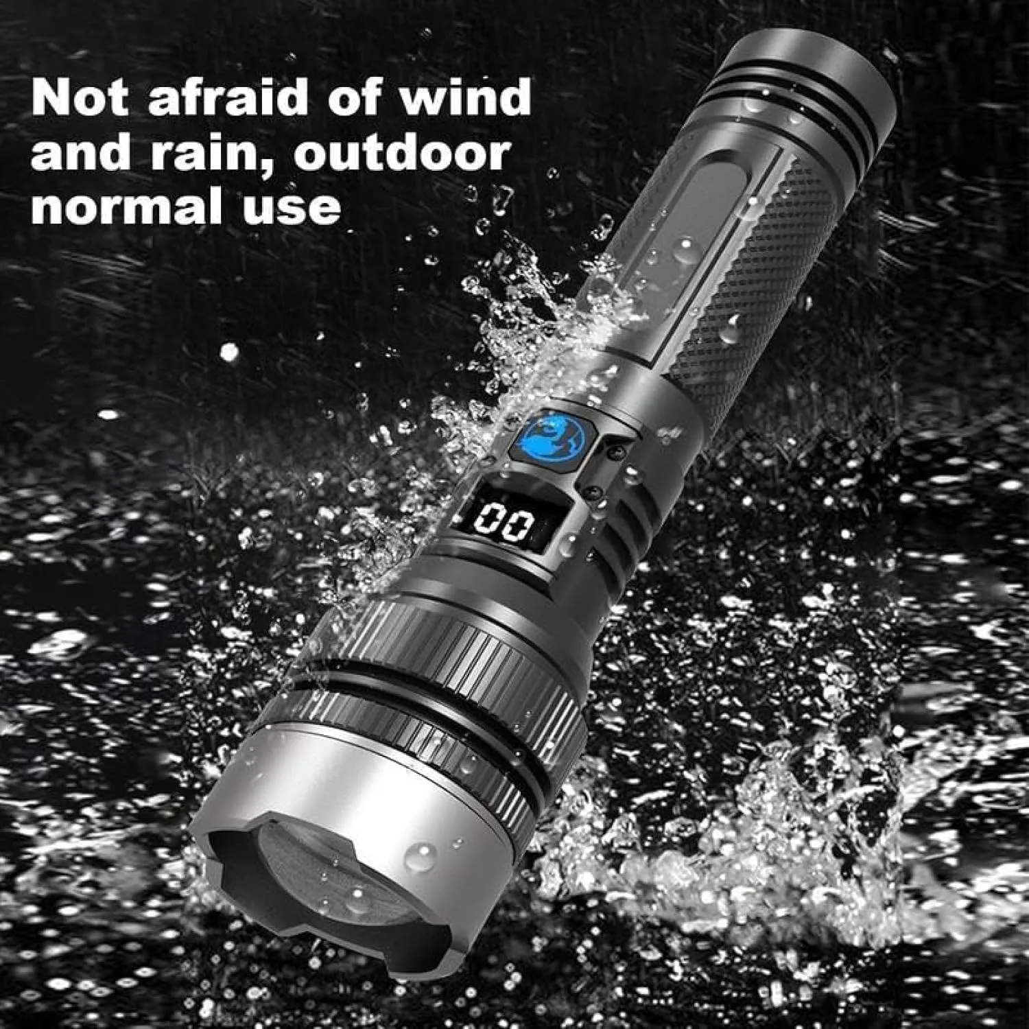 Strictrigid, Strictrigid Flashlight, Rechargeable Waterproof Survival Flash Light, 2025 New Survival Flashlight with Digital Display, for Outdoor Sports, Camping Emergency (Plastic Head*1)