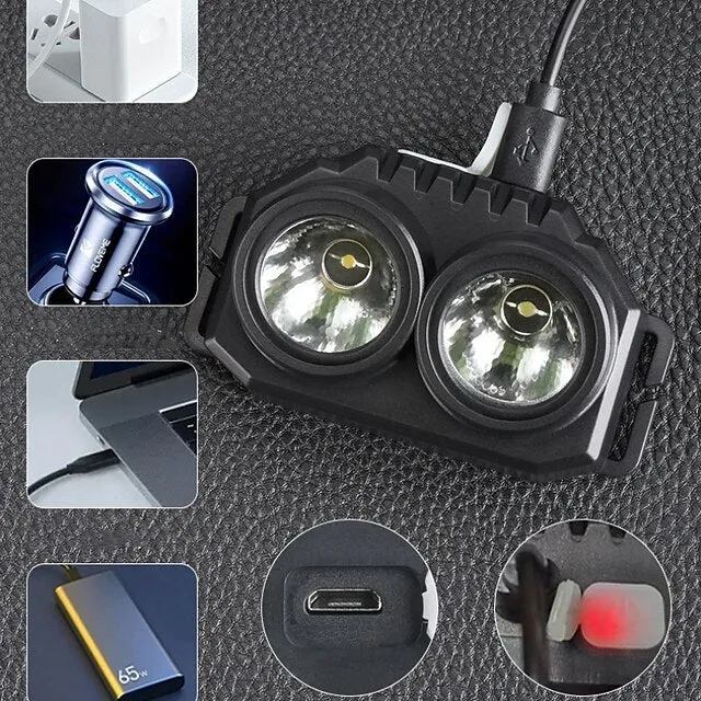 Strong Bald Double Lights Headlamp, Portable LED Head Lights White & Yellow LED for Outdoor Camping Adventures