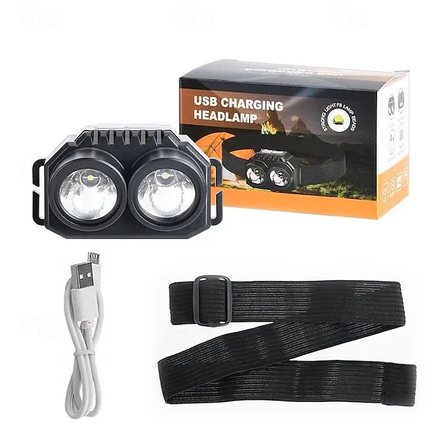 Strong Bald Double Lights Headlamp, Portable LED Head Lights White & Yellow LED for Outdoor Camping Adventures