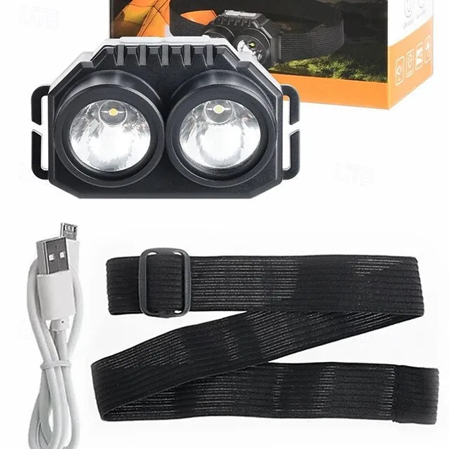 Strong Bald Double Lights Headlamp, Portable LED Head Lights White & Yellow LED for Outdoor Camping Adventures