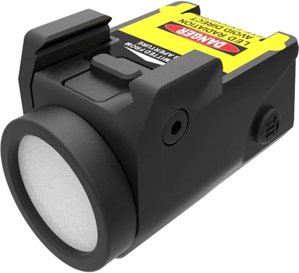 Sub Compact Tactical Rail Mount LED 500 High Lumen Flashlight Light with Strobe for Pistol Handgun Rifle, Magnetic Port Rechargeable Battery (Metal Aluminum)