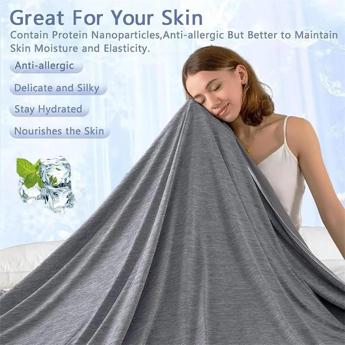 Summer Ultimate Cooling Blanket,Lightweight Breathable Cold Blankets,Double-Sided Soft Air Conditioning Throws Blanket,Calming Ice Cooling Blankets for Night Sweats Hot Sleeper