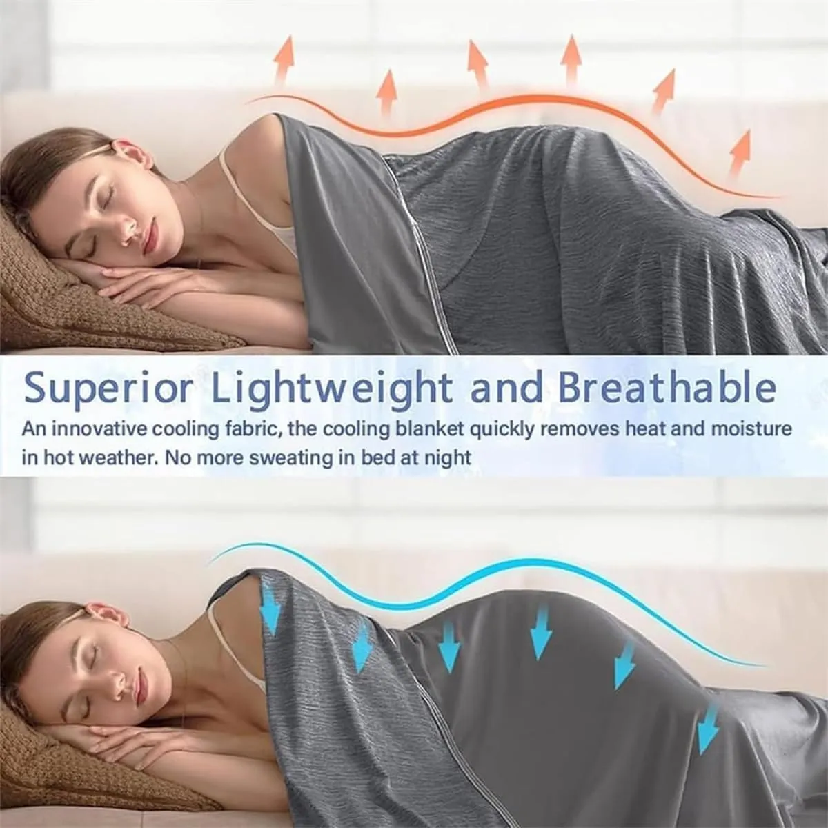 Summer Ultimate Cooling Blanket,Lightweight Breathable Cold Blankets,Double-Sided Soft Air Conditioning Throws Blanket,Calming Ice Cooling Blankets for Night Sweats Hot Sleeper