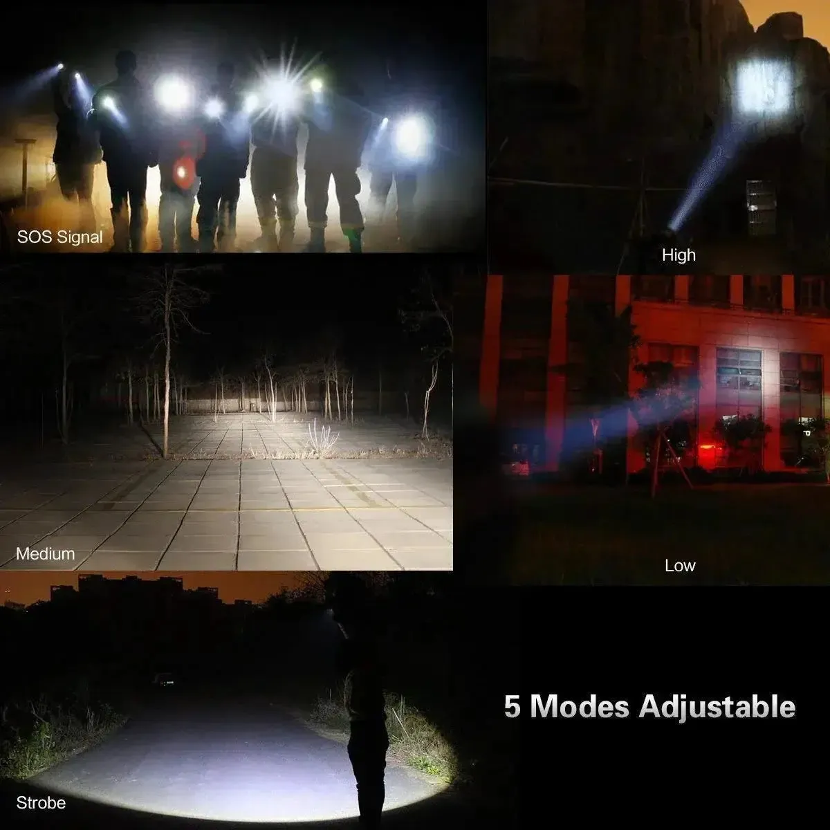 Super-Bright 90000LM LED Outdoor Tactical Flashlight | 5 Modes | Zoomable Torch Searchlight