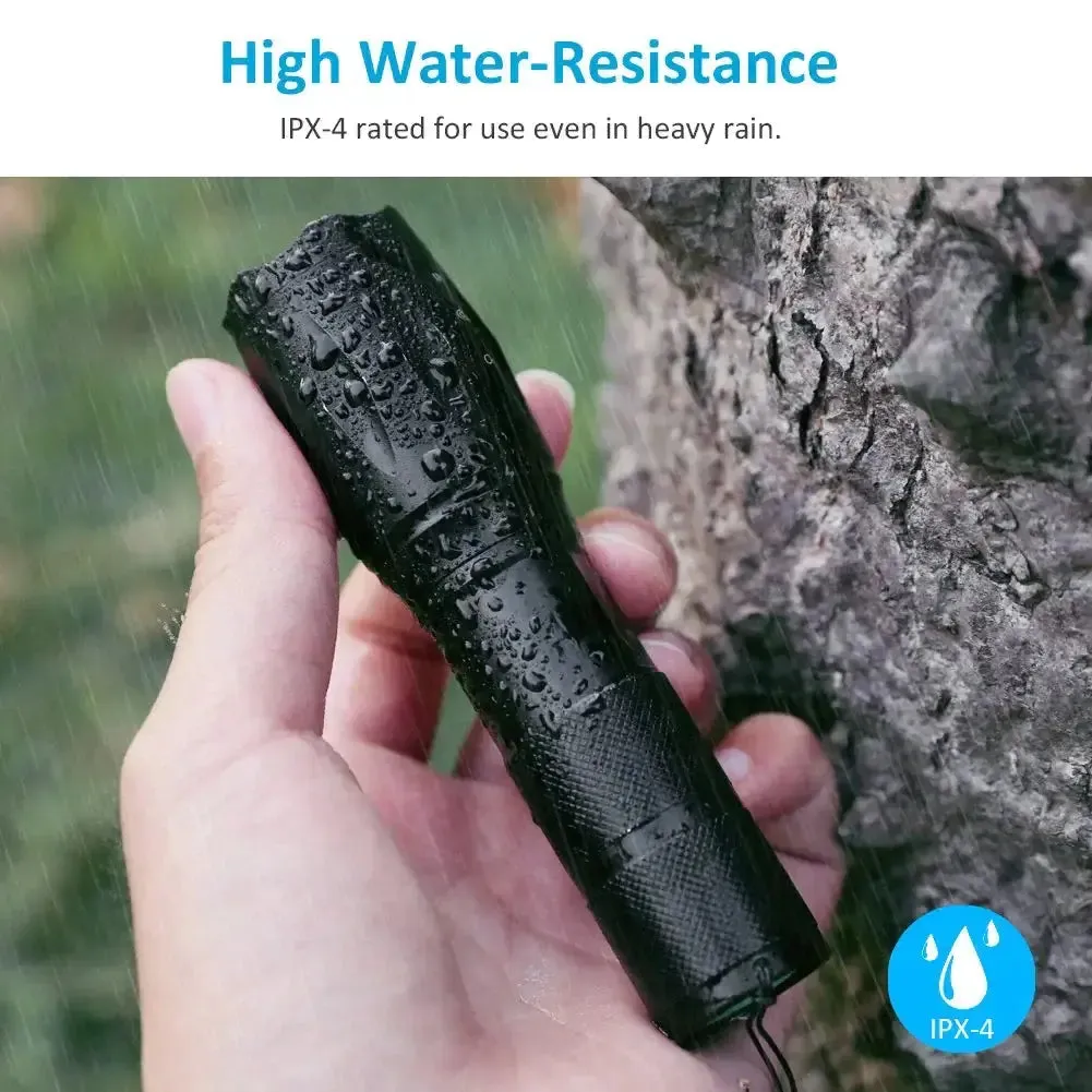 Super-Bright 90000LM LED Outdoor Tactical Flashlight | 5 Modes | Zoomable Torch Searchlight