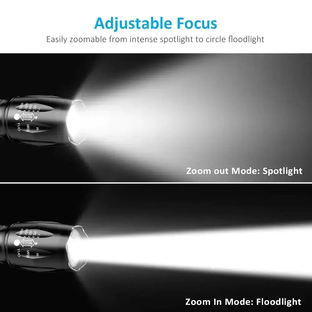 Super-Bright 90000LM LED Outdoor Tactical Flashlight | 5 Modes | Zoomable Torch Searchlight