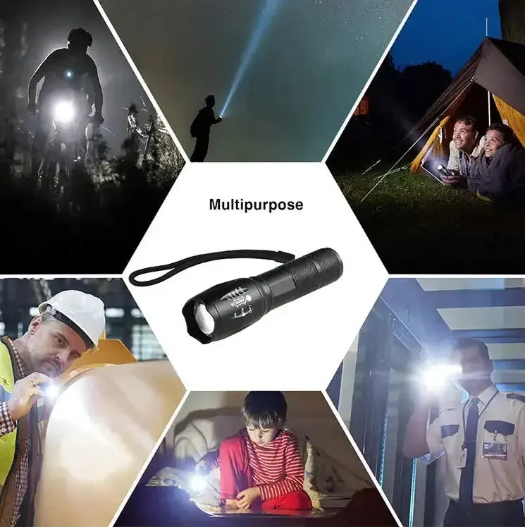 Super-Bright 90000LM LED Outdoor Tactical Flashlight | 5 Modes | Zoomable Torch Searchlight