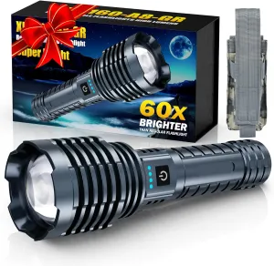 Super Bright Rechargeable Flashlights 2400.000 High Lumen, Powerful LED Flashlight, IPX7 Waterproof Floodlight & Spotlight Flashlight 2-in-1 W/5 Modes for Camping, Emergency, Search & Rescue