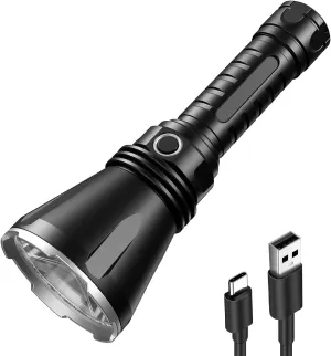 SuperFire Long Beam LED Flashlight,Super Bright Heavy Duty Flashlight Powerful Tactical Flashlight Spotlight for Hunting, Searching (TF01)