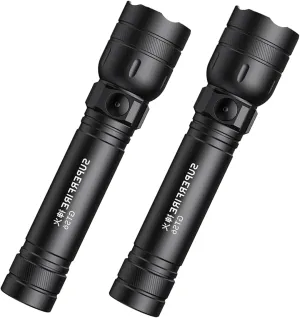 SuperFire Tactical Flashlights Mini, Super Bright Small Flashlights Powerful, Rechargeable LED Flash Light with 5 Lighting Modes, Waterproof Handheld Flashlight for Home, Emergency, Camping, 2 Packs