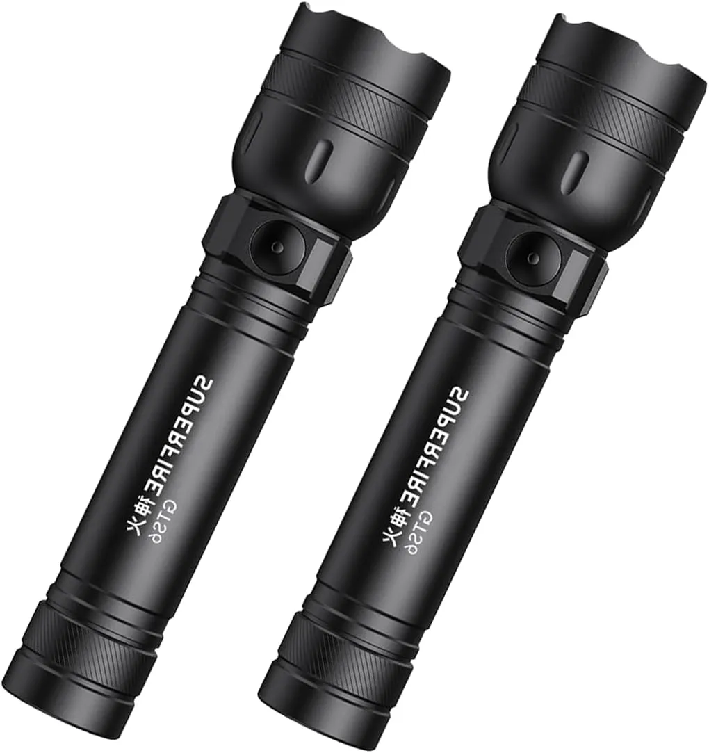 SuperFire Tactical Flashlights Mini, Super Bright Small Flashlights Powerful, Rechargeable LED Flash Light with 5 Lighting Modes, Waterproof Handheld Flashlight for Home, Emergency, Camping, 2 Packs