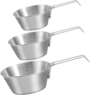SUPVOX Stainless Steel Camping Bowl with Folding Handle Multi-use Picnic Barbecue Bowl Collapsible Camping Utensil Set