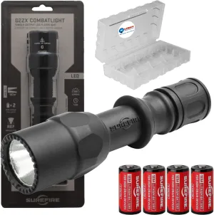 Sure Fire G2ZX Combat Light 600 Lumen Tactical Flashlight with 4 Extra 123As and Lightjunction Battery Case