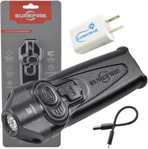 SureFire Stiletto Rechargeable Pocket Flashlight 650 Lumen Multi-Output LED (PLR-A) Bundle with a Lumintrail USB Wall Adapter
