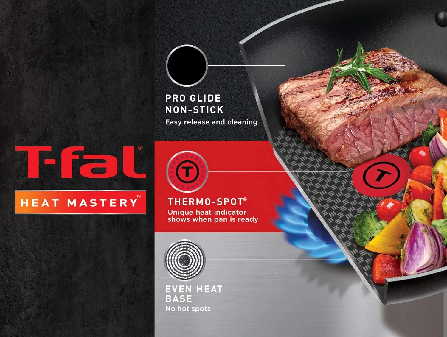 T-fal B039SE64 B039SE Excite ProGlide Nonstick Thermo-Spot Heat Indicator Dishwasher Oven Safe Cookware Set, 14-Piece, Red, 2.3 Rio