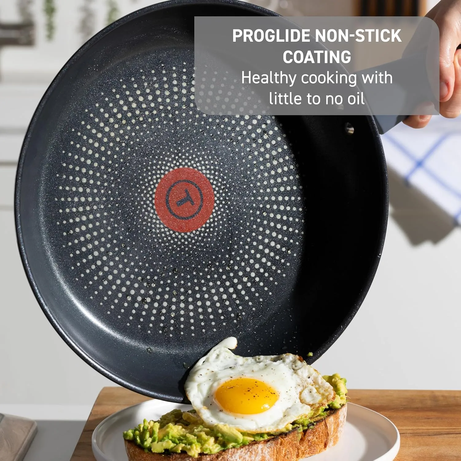 T-fal Essentials Stainless Steel Fry Pan w/Non Stick Coating 10.5 Inch, Induction Compatible, Oven Safe 350F, Heat Indicator, Nonstick Frying Pan, Versatile Skillet, Dishwasher Safe, Silver/Blue