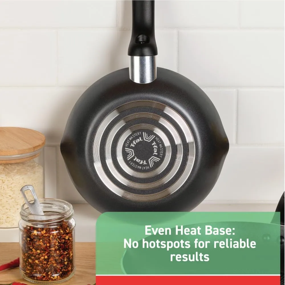 T-fal Initiatives Nonstick Cookware Set 18 Piece, Oven Broiler Safe 350F, Kitchen Cooking Set w/Fry Pans, Saucepans, Stockpots, Skillet, Spoons, Lids Pots and Pans Set Non Stick Dishwasher Safe Black