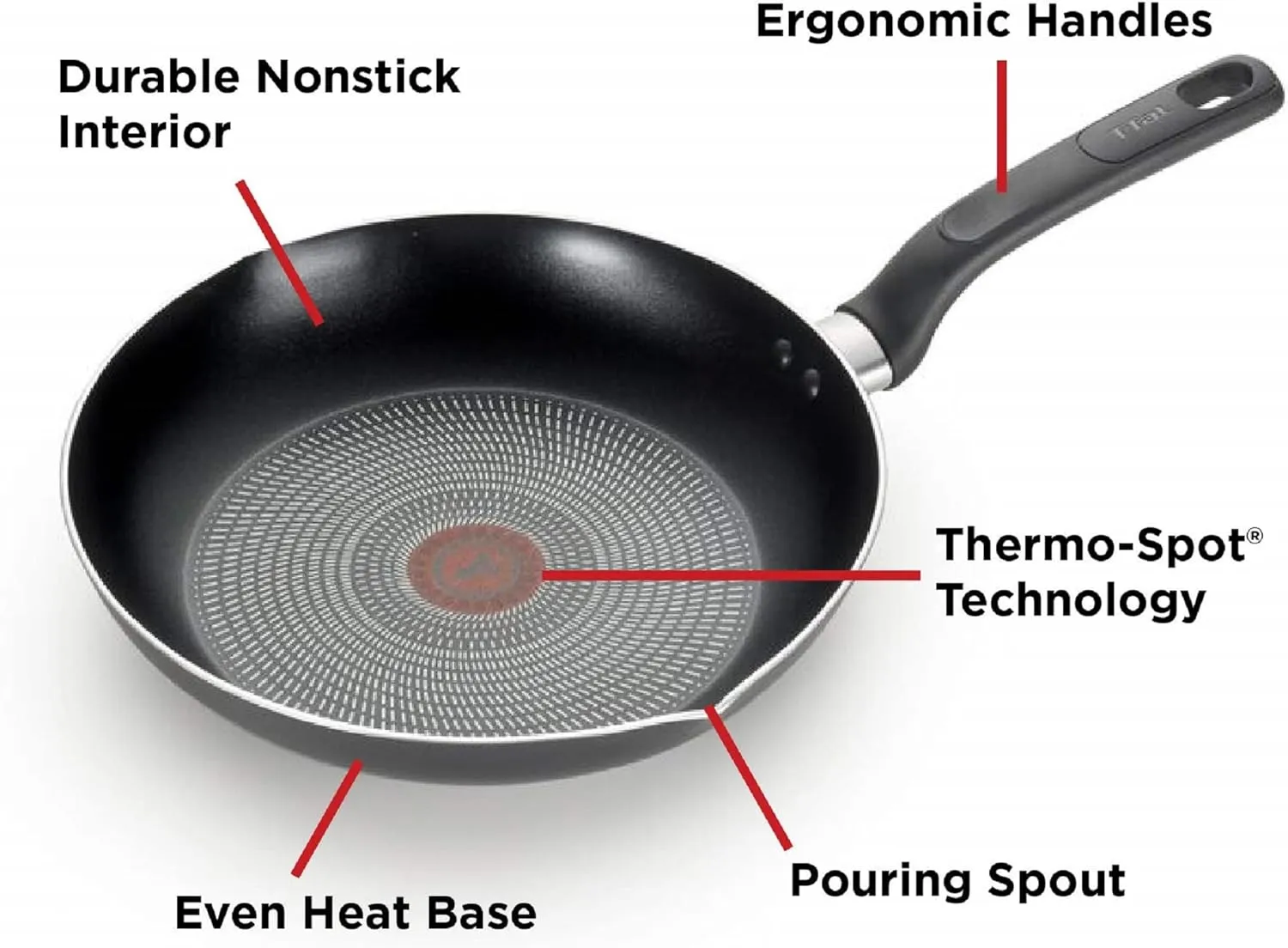 T-fal Initiatives Nonstick Cookware Set 18 Piece, Oven Broiler Safe 350F, Kitchen Cooking Set w/Fry Pans, Saucepans, Stockpots, Skillet, Spoons, Lids Pots and Pans Set Non Stick Dishwasher Safe Black